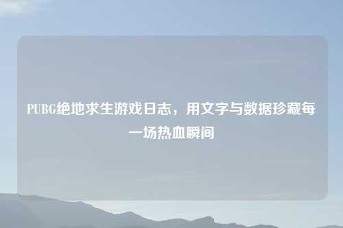 PUBG绝地求生游戏日志，用文字与数据珍藏每一场热血瞬间