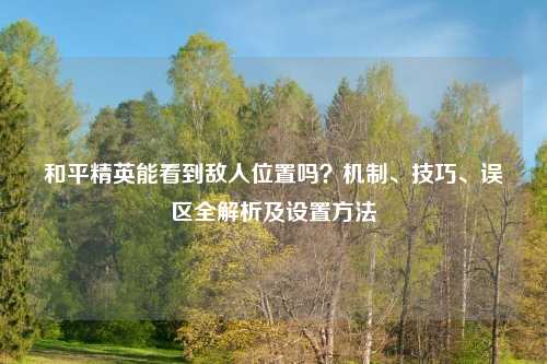 和平精英能看到敌人位置吗？机制、技巧、误区全解析及设置     