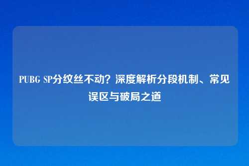 PUBG SP分纹丝不动？深度解析分段机制、常见误区与破局之道