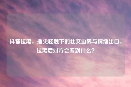 抖音拉黑，指尖轻触下的社交边界与情绪出口，拉黑后对方会看到什么？