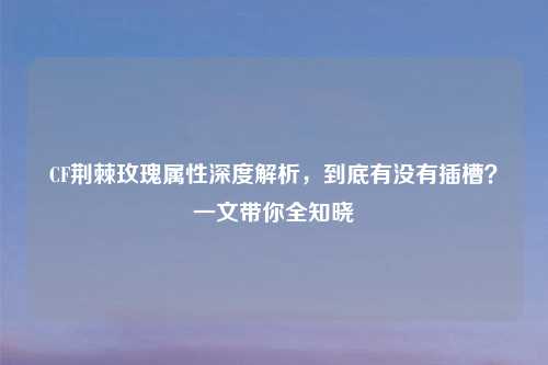 CF荆棘玫瑰属性深度解析，到底有没有插槽？一文带你全知晓