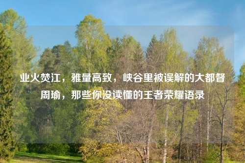 业火焚江，雅量高致，峡谷里被误解的大都督周瑜，那些你没读懂的王者荣耀语录