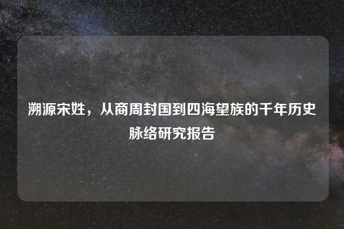 溯源宋姓，从商周封国到四海望族的千年历史脉络研究报告