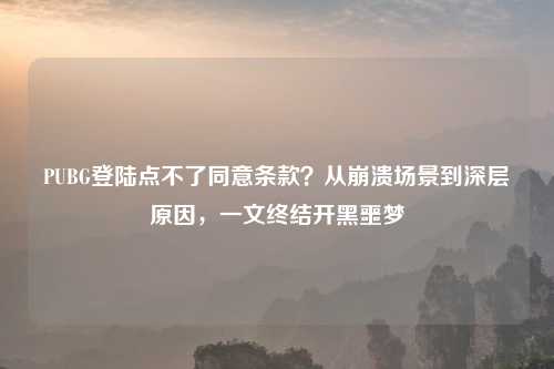 PUBG登陆点不了同意条款?从崩溃场景到深层原因,一文终结开黑噩梦