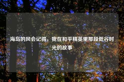 海岛的风会记得，我在和平精英里那段低谷时光的故事