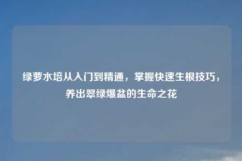 绿萝水培从入门到精通，掌握快速生根技巧，养出翠绿爆盆的生命之花
