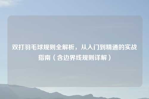双打羽毛球规则全解析，从入门到精通的实战指南（含边界线规则详解）