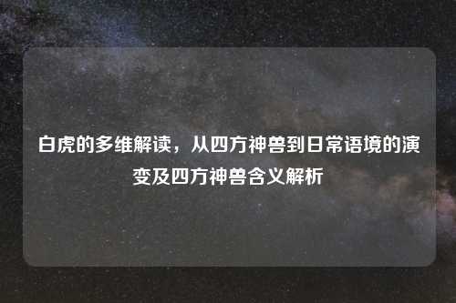 白虎的多维解读,从四方神兽到日常语境的演变及四方神兽含义解析