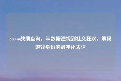 Steam战绩查询,从数据透视到社交狂欢,解码游戏身份的数字化表达