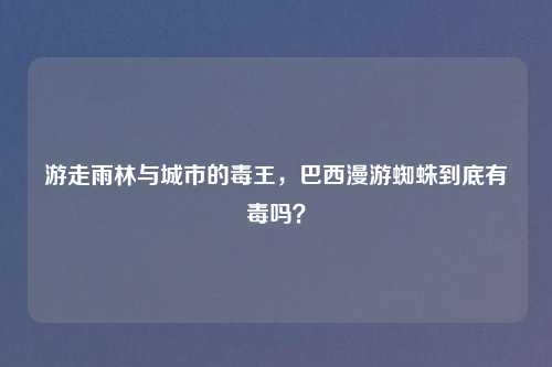 游走雨林与城市的毒王，巴西漫游蜘蛛到底有毒吗？
