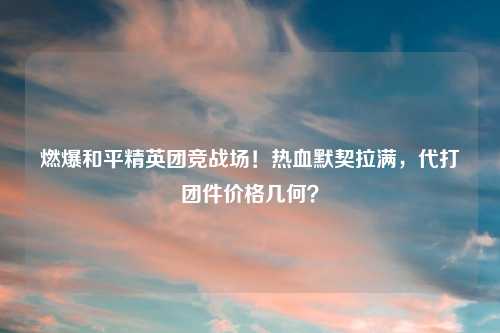 燃爆和平精英团竞战场！热血默契拉满，代打团件价格几何？