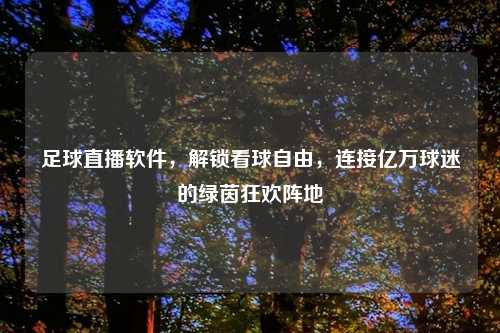 足球直播软件，解锁看球自由，连接亿万球迷的绿茵狂欢阵地