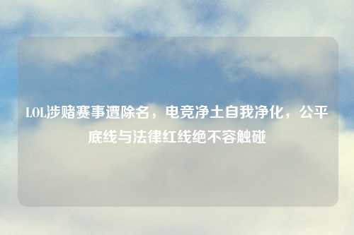 LOL涉赌赛事遭除名，电竞净土自我净化，公平底线与法律红线绝不容触碰
