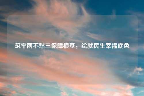 筑牢两不愁三保障根基，绘就民生幸福底色