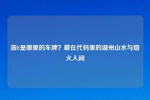浙E是哪里的车牌?藏在代码里的湖州山水与烟火人间