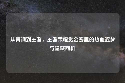 从青铜到王者,王者荣耀赏金赛里的热血逐梦与隐藏商机