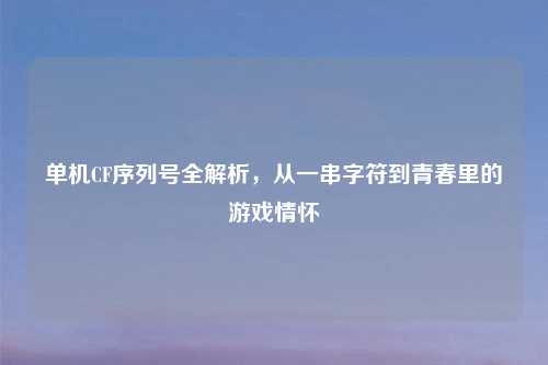 单机CF序列号全解析，从一串字符到青春里的游戏情怀