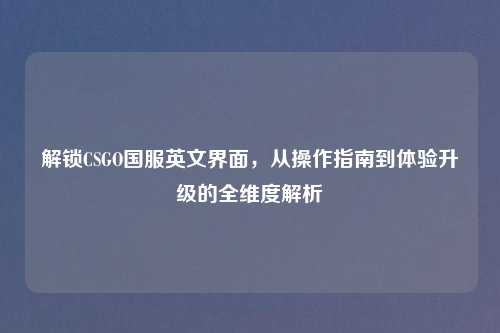 解锁CSGO国服英文界面，从操作指南到体验升级的全维度解析
