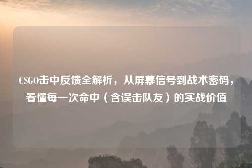 CSGO击中反馈全解析，从屏幕信号到战术密码，看懂每一次命中（含误击队友）的实战价值
