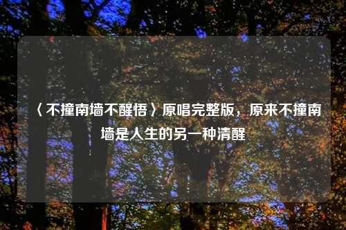 〈不撞南墙不醒悟〉原唱完整版,原来不撞南墙是人生的另一种清醒