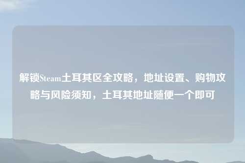 解锁Steam土耳其区全攻略，地址设置、购物攻略与风险须知，土耳其地址随便一个即可