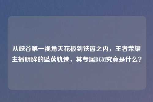 从峡谷之一视角天花板到铁窗之内，王者荣耀主播明眸的坠落轨迹，其专属BGM究竟是什么？