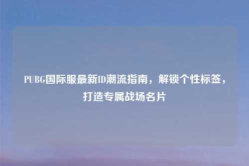 PUBG国际服最新ID潮流指南，解锁个性标签，打造专属战场名片