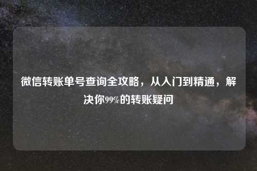 微信转账单号查询全攻略，从入门到精通，解决你99%的转账疑问