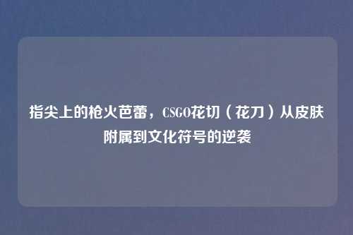 指尖上的枪火芭蕾，CSGO花切（花刀）从皮肤附属到文化符号的逆袭