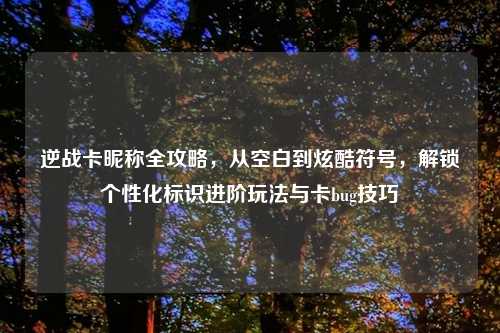 逆战卡昵称全攻略，从空白到炫酷符号，解锁个性化标识进阶玩法与卡bug技巧