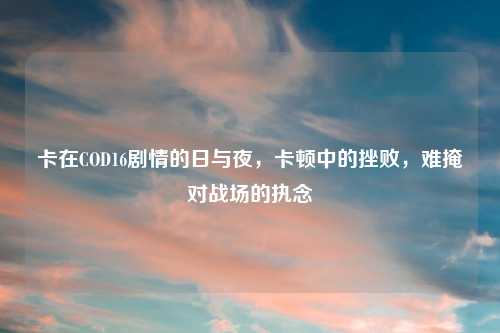 卡在COD16剧情的日与夜，卡顿中的挫败，难掩对战场的执念