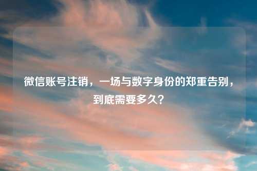 微信账号注销，一场与数字身份的郑重告别，到底需要多久？