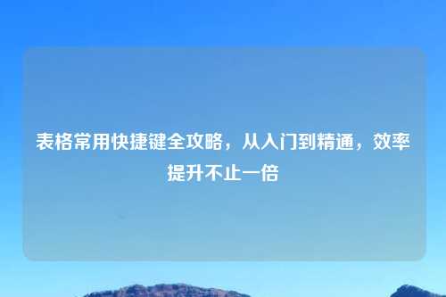 表格常用快捷键全攻略，从入门到精通，效率提升不止一倍