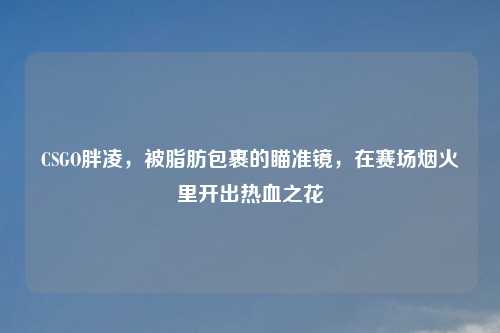 CSGO胖凌，被脂肪包裹的瞄准镜，在赛场烟火里开出热血之花