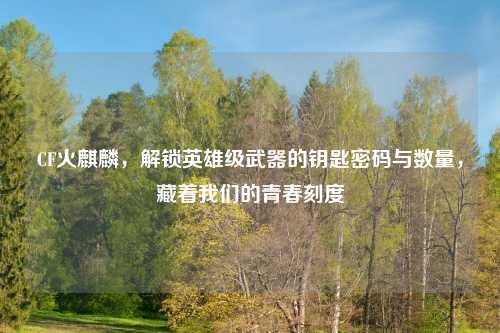 CF火麒麟，解锁英雄级武器的钥匙密码与数量，藏着我们的青春刻度