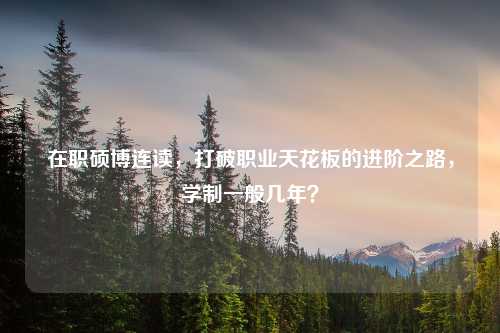 在职硕博连读，打破职业天花板的进阶之路，学制一般几年？