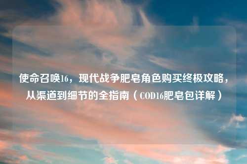 使命召唤16，现代战争肥皂角色购买终极攻略，从渠道到细节的全指南（COD16肥皂包详解）