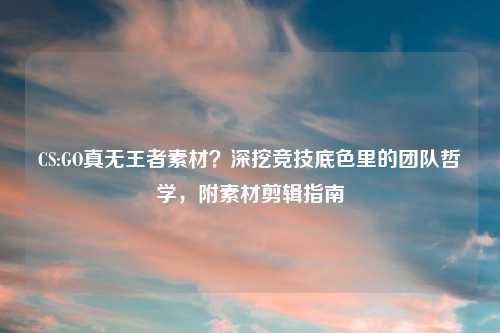 CS:GO真无王者素材？深挖竞技底色里的团队哲学，附素材剪辑指南