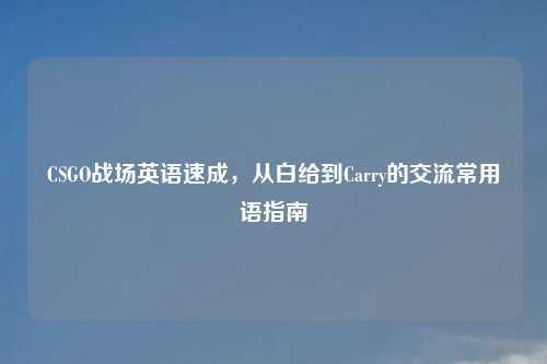 CSGO战场英语速成，从白给到Carry的交流常用语指南