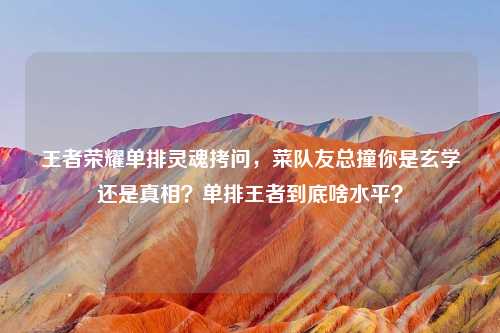 王者荣耀单排灵魂拷问，菜队友总撞你是玄学还是真相？单排王者到底啥水平？