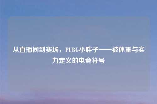 从直播间到赛场，PUBG小胖子——被体重与实力定义的电竞符号