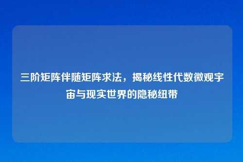 三阶矩阵伴随矩阵求法,揭秘线性代数微观宇宙与现实世界的隐秘纽带