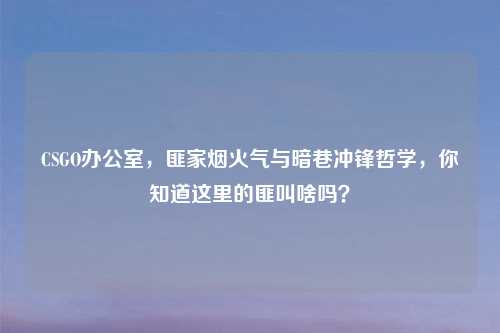 CSGO办公室,匪家烟火气与暗巷冲锋哲学,你知道这里的匪叫啥吗?