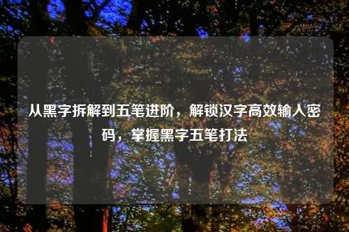 从黑字拆解到五笔进阶，解锁汉字高效输入密码，掌握黑字五笔打法