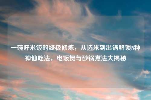 一碗好米饭的终极修炼,从选米到出锅解锁N种神仙吃法,电饭煲与砂锅煮法大揭秘