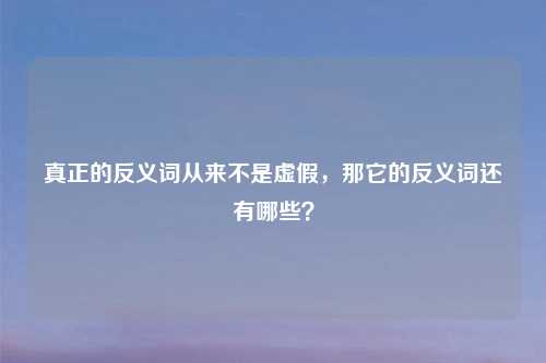 真正的反义词从来不是虚假,那它的反义词还有哪些?