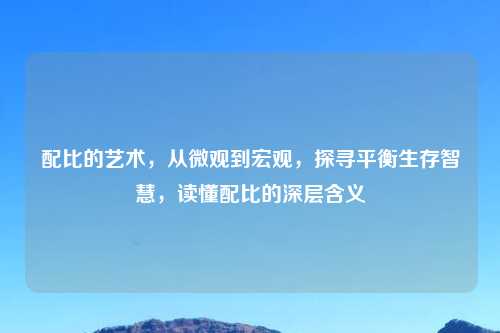 配比的艺术,从微观到宏观,探寻平衡生存智慧,读懂配比的深层含义