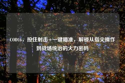 COD16,按住射击+一键瞄准,解锁从指尖操作到战场统治的火力密码