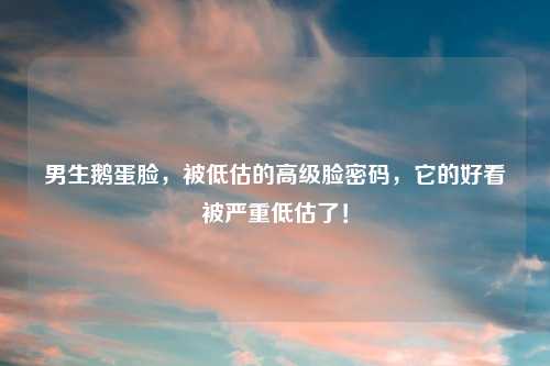 男生鹅蛋脸,被低估的高级脸密码,它的好看被严重低估了!