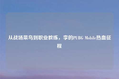从战场菜鸟到职业教练，李的PUBG Mobile热血征程